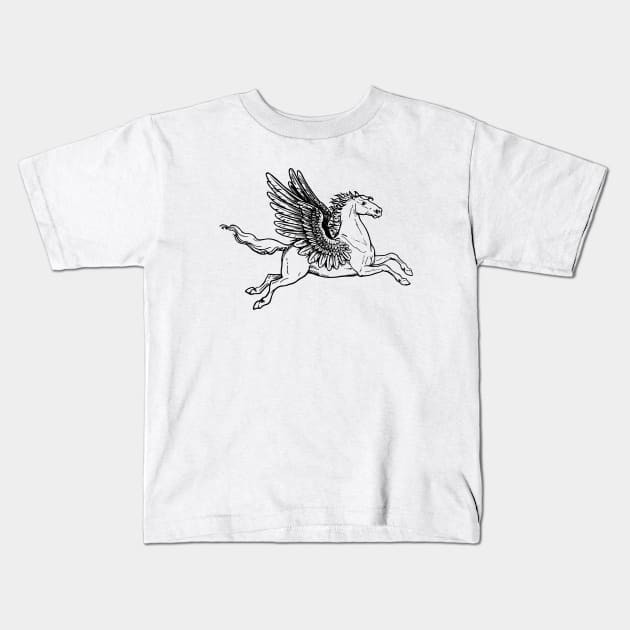 Vintage Mythical Pegasus Kids T-Shirt by Vintage Boutique